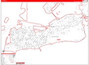 Key West  Wall Map Red Line Style